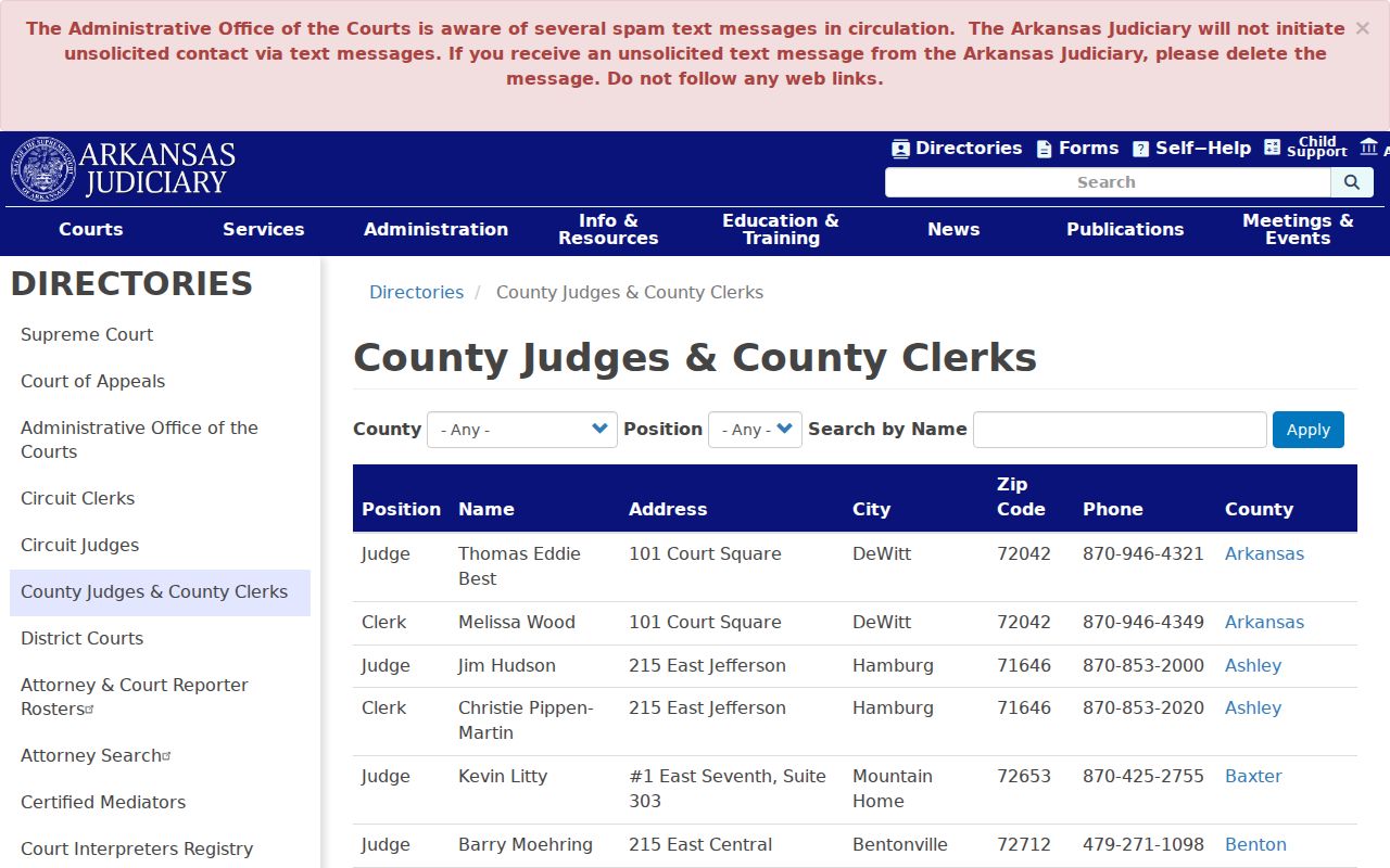 Pike County court docket and county clerk directory context