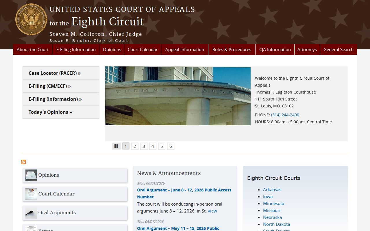 Antoine docket search comparison with Eighth Circuit Court of Appeals