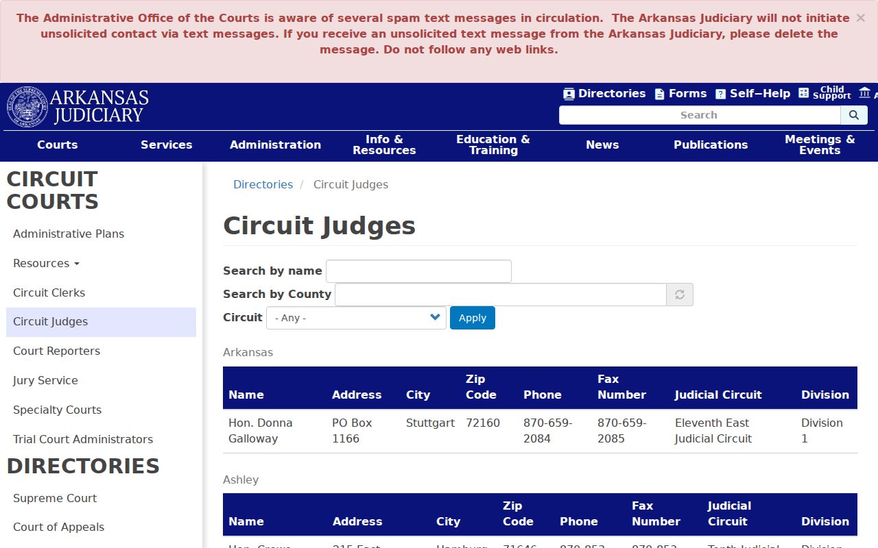 Pike County criminal docket Ninth West Circuit judge directory