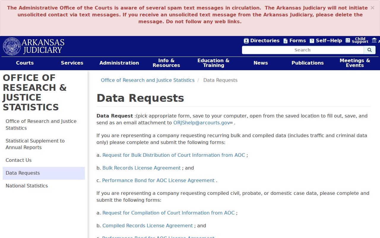 Arkansas compiled court data guidance compared with a Daisy court docket search